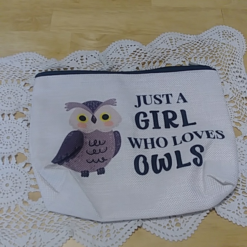 Cosmetic / makeup / toiletry bag just a girl who loves owls
